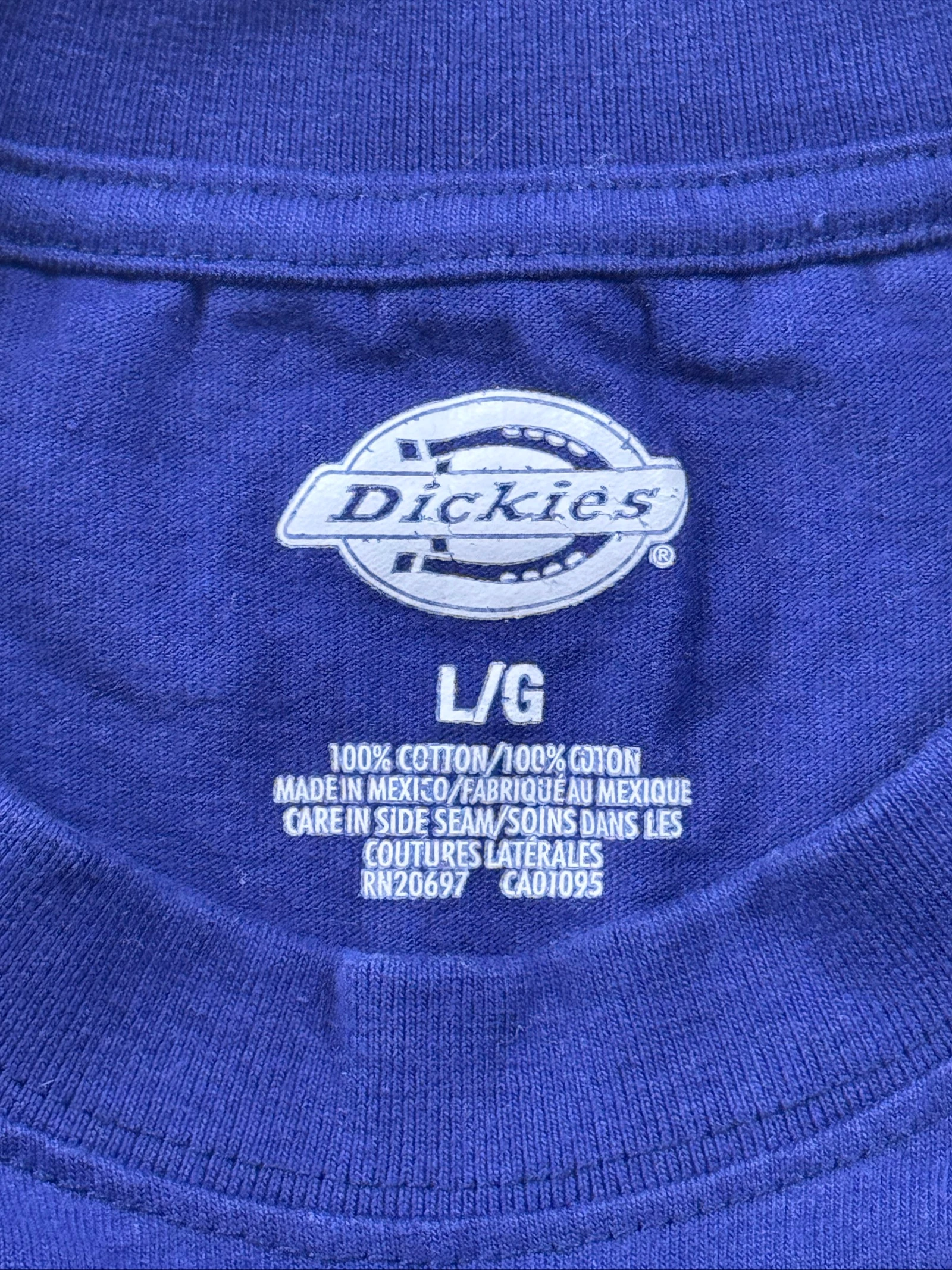 Dickies Pocket T-Shirt Blue Heavyweight Cotton Workwear Size L – photo 5
